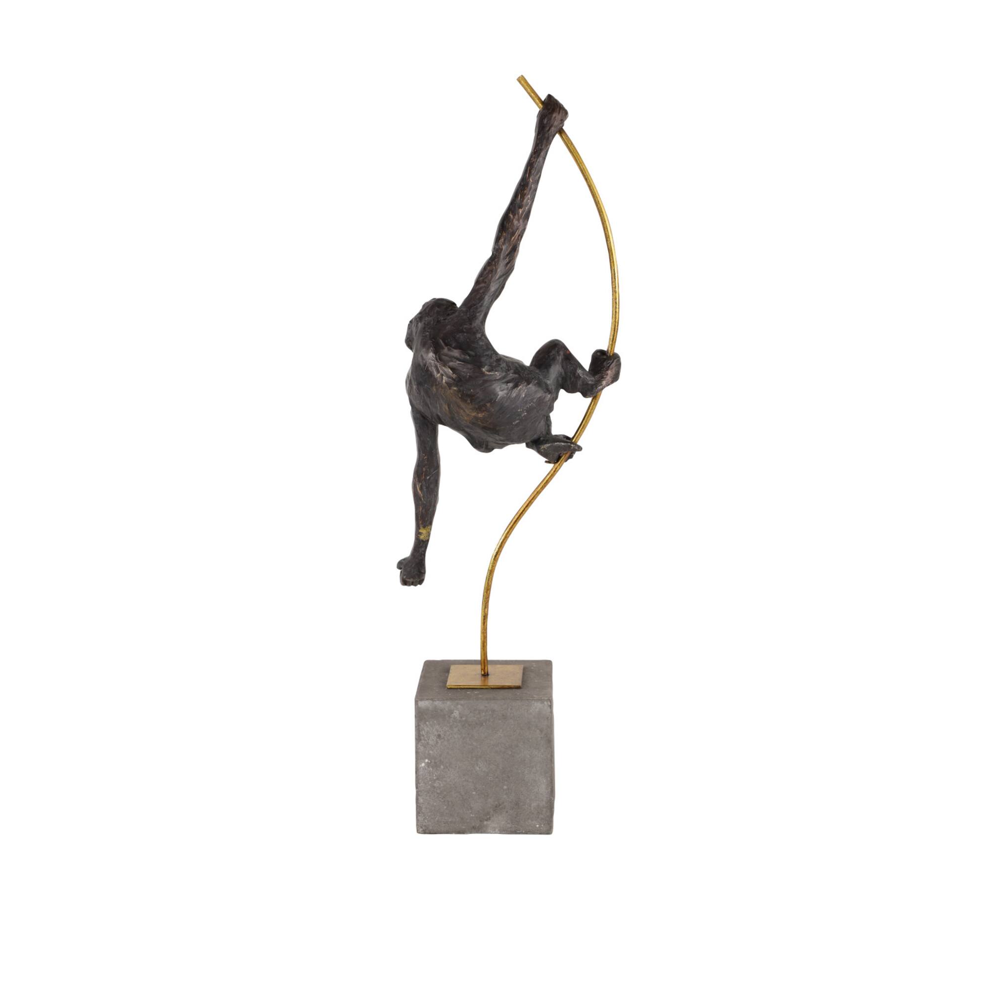 Black Resin Modern Sculpture, Monkey 23" x 7" x 5"